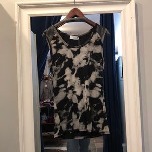 Tie Die Tank w/ Faux Leather Detail